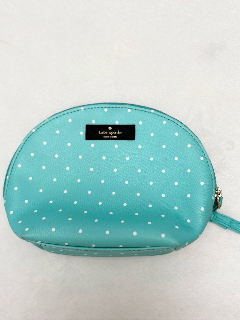 kate spade tea garden dot dome cosmetic pouch turquoise white